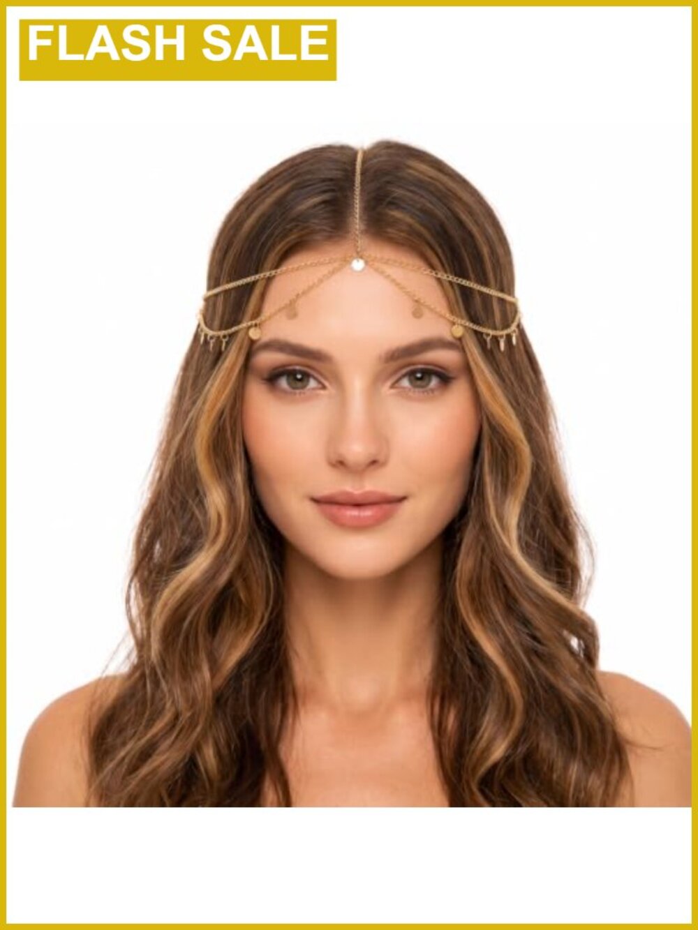 Gold Sequin Headpiece Egyptian Boho Head Chain Jewelry